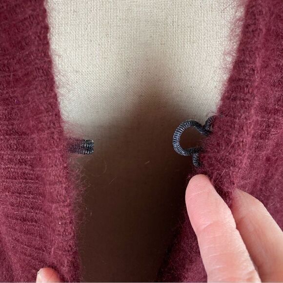 Vintage Venesha Retro burgundy Angora hook closure midi fuzzy coat M - Picture 5 of 7